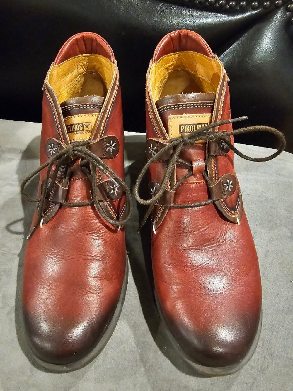 Pikolinos Women's Red Mahogany Lace up Leather Upper Ankle Boots Size 42 or 11